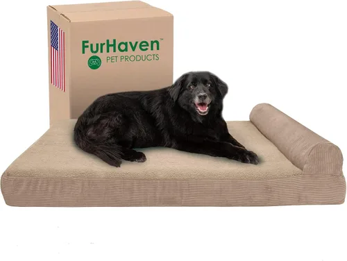 Vista 55 de Furhaven Cama de espuma viscoelástica para perros grandes con refuerzos extraíbles y funda lavable, para perros de hasta 95 libras - Sofá de Gris