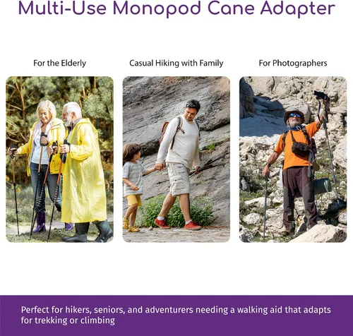 Vista 6 de Adaptador de mango monopod para bastón para caminar, cabezal monopié, convertidor de mango de bastón de trekking, agarre para senderismo, escalada
