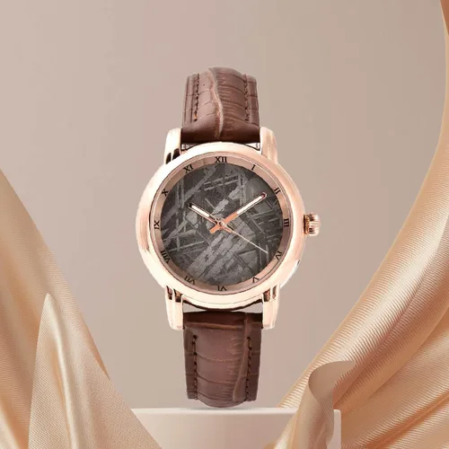 Vista 2 de Compra LC EON 1962 Reloj de pulsera con movimiento con esfera de meteorito y correa de cuero, regalos de cumpleaños, compromiso, aniversario, boda