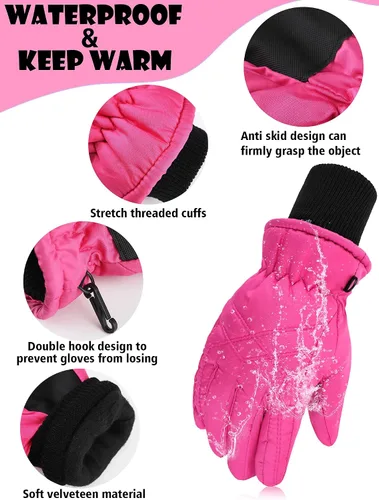 Vista 6 de 4 pares de guantes de ciclismo para niños, guantes de bicicleta de montaña, guantes de esquí para niños pequeños, guantes de pesca para deportes al