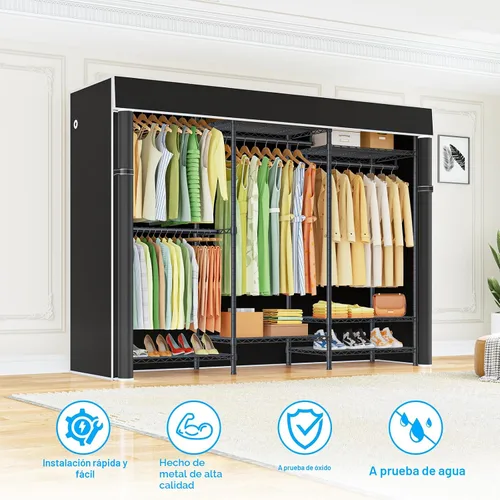 Vista 6 de Ulif E13C Sistema Organizador de Armario de Servicio Pesado, Estantes de Ropa Independientes para Colgar Ropa, Perchero Ajustable de 63" An x 16" Pr
