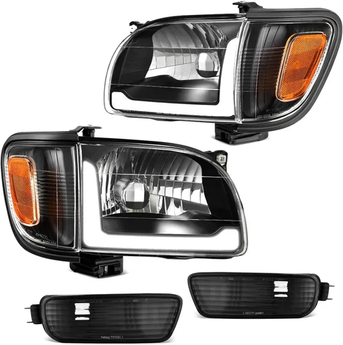 Vista 6 de DWVO Conjunto de faros delanteros compatible con camioneta Toyota Tacoma 2005 2006 2007 2008 2009 2010 2011 estilo OE carcasa cromada de repuesto