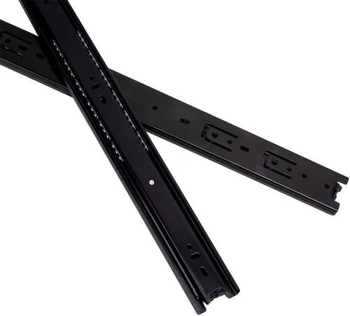 Vista 6 de 6 pares de hardware de 12 pulgadas de 3 secciones, deslizadores de cajón de extensión completa con rodamiento de bolas de montaje lateral negro