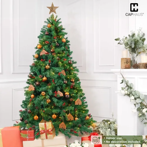 Vista 7 de Fencer Wire Árbol de Navidad artificial preiluminado de alta calidad de 6 pies con 800 puntas de ramas prearticuladas y soporte plegable, 250 luces