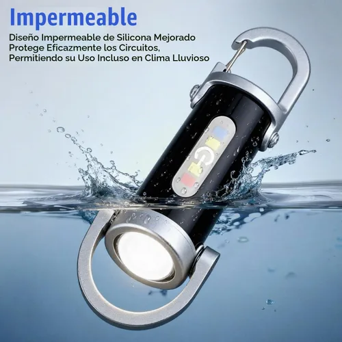 Vista 7 de 2 linternas de llavero brillantes recargables portátiles, mini linterna de llavero, luz LED USB tipo C, múltiples modos de iluminación para acampar