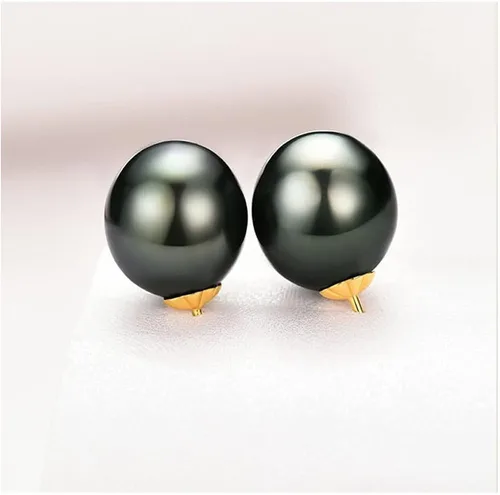 Vista 2 de Black Pearl Stud Earrings 14K Gold Filled Genuine Cultured Pearl Jewelry Gifts