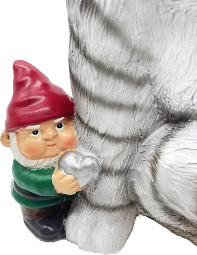 Vista 4 de Añade un toque divertido a tu jardín con nuestra estatua de jardín de gatos y gnomos, perfecta para amantes de los gatos y entusiastas del jardín