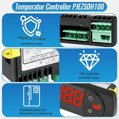 Vista 5 de Controlador de temperatura digital con sonda de sensor, OE: PJEZS0H100 Para refrigeradores/congeladores, termostato digital con sonda de sensor