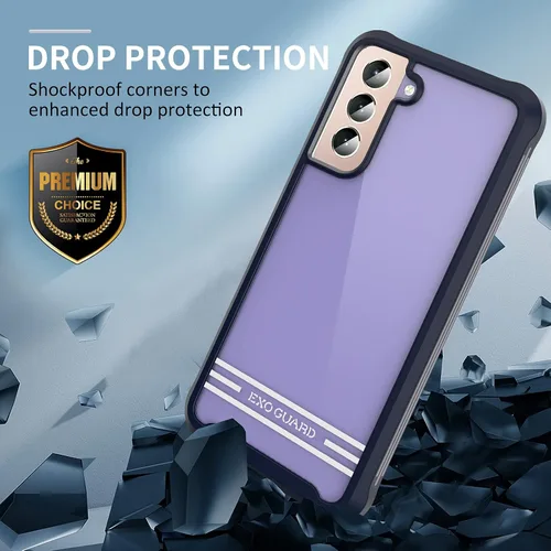 Vista 6 de ExoGuard Funda para Samsung Galaxy S21 5G con protector de pantalla, doble capa de protección de cuerpo completo Funda transparente para Samsung S21