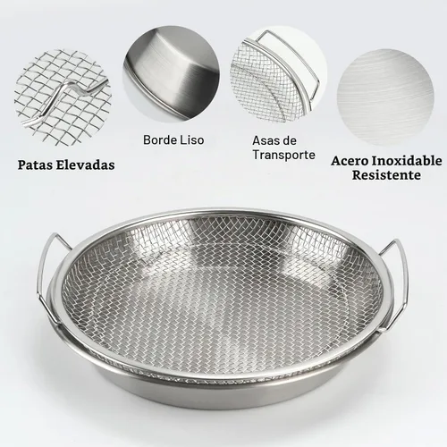Vista 2 de Bandeja de filtro de aceite, coladores de canasta de drenaje de malla de acero inoxidable, accesorios para freidora de aire para drenar alimentos
