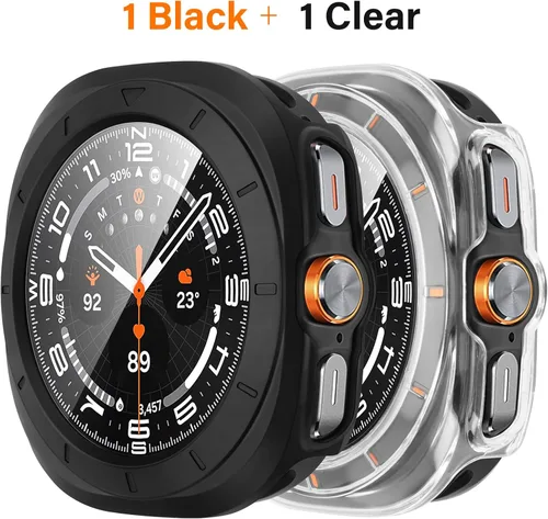 Vista 8 de Amizee Paquete de 2 fundas protectoras de pantalla compatibles con Samsung Galaxy Watch Ultra (2025/2024) de 1.772 pulgadas, con protector de negro