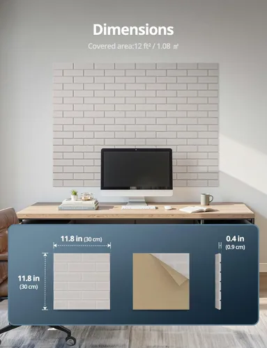 Vista 9 de Paneles acústicos para paredes, Panel de absorción de sonido con patrón de ladrillo, adhesivo para pegar y quitar, para techo, puerta, pared