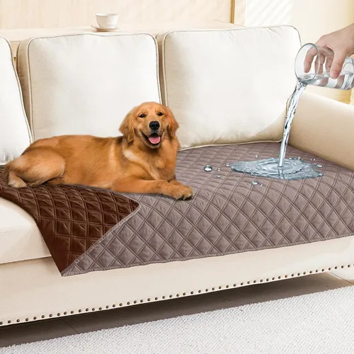 Vista 107 de Smiry Funda Impermeable para Cama de Perro Manta para Mascotas, Manta Suave y Lavable para Perros para Muebles Cama Sofá Sofá Reversible, a Cuadros