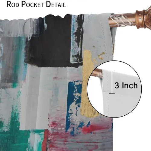 Vista 6 de Watercolor Art Curtains, Colorful Abstract Tie Dye Oil Painting Modern Print Window Drapes, for Living Room Bedroom 41" W X 45" L (No Blackout)