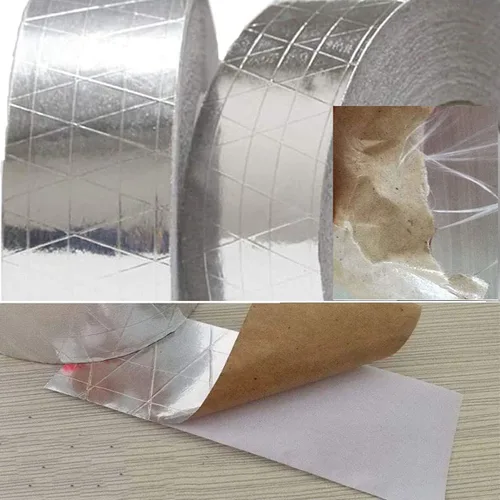 Vista 6 de Cinta de papel de aluminio de fibra de vidrio, cinta reflectante autoadhesiva reforzada HAOT, resistente al aislamiento de aislamiento térmico