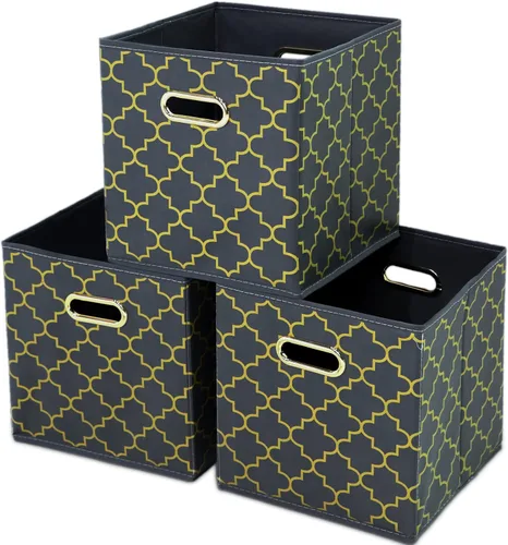 Vista 17 de Yunkeeeper - Contenedores de almacenamiento, cubos organizadores de tela con asa, cubos plegables para almacenamiento de tela o accesorios, 11 x 11