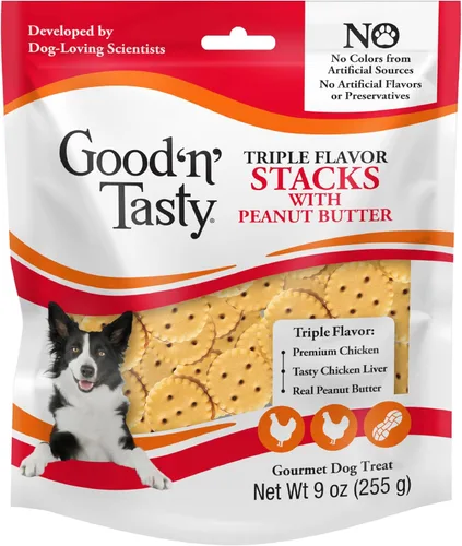 Vista 15 de Good 'n' Tasty Pilas de triple sabor con queso, 9 onzas, aperitivos de tamaño bocado para perros con pollo premium y queso real