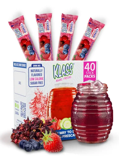 Vista 12 de Klass Aguas Frescas Paquete variado, 1 caja de lima de pepino, 1 caja de sandía de fresa, 1 caja de bayas de hibisco, 1 caja de piña mandarina