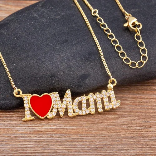 Vista 5 de Joyería de moda Rosario turco Hip Hop, collar con colgante de letra clásica para mujer, color dorado, cadenas largas para regalo del día de la madre