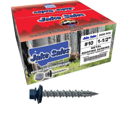 Vista 6 de 10 tornillos para techos de metal gris ABC de 1-1/2 pulgadas, cabezal de arandela hexagonal, arranque automático/roscado, arandela EPDM. 1 bolsa