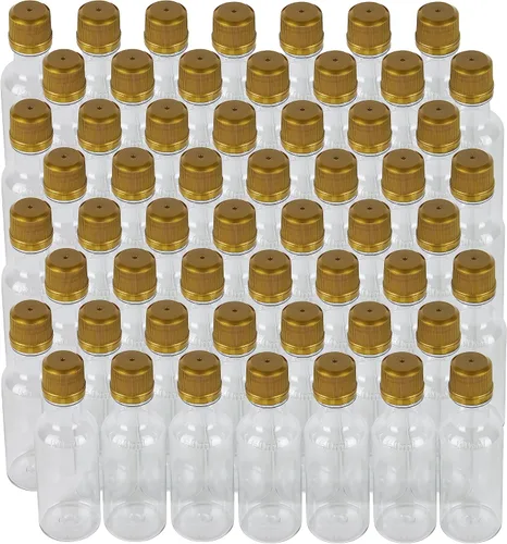 Vista 6 de Mini botellas de licor con tapas negras, 56 botellas pequeñas y tapas a prueba de manipulaciones, 1.7 onzas líquidas