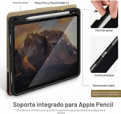 Vista 4 de KingBlanc Funda de cuero PU para iPad Pro 11 pulgadas 4ª/3ª/2ª/1ª Beige