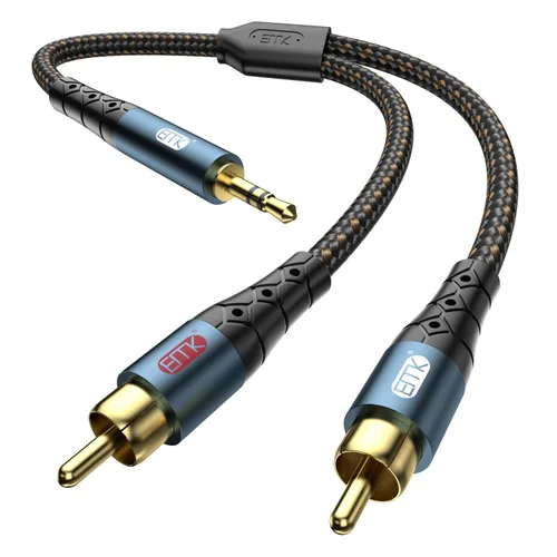 Vista 9 de EMK Cable de extensión RCA Splitter 2 macho a hembra, doble blindaje chapado en oro, de nailon trenzado, divisor RCA de 1 hembra a 2 macho