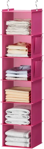 Vista 20 de YOUDENOVA - Organizador colgante para clóset con 6 estantes de almacenamiento con bolsillos laterales, beige
