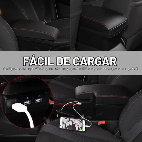 Vista 5 de Consolas Apoyabrazos para Nissan Juke 2010-2017 Caja de consola central reposabrazos caja con carga USB costuras negras