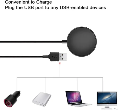 Vista 5 de Cargador de reloj Samsung Galaxy de carga rápida compatible con Galaxy Watch 7/6/6 Classic/5/5 Pro/4/4 Classic/3/Active Ultra/Active 2 Adaptador