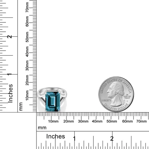 Vista 56 de Gem Stone King Anillo de compromiso solitario con piedra preciosa de corte esmeralda de 0.551 x 0.394 in para mujer, plata de ley 925, anillo