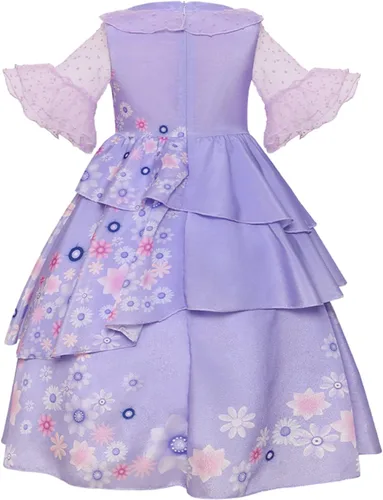 Vista 3 de Mirabel - Vestido de disfraz para niñas, dibujos animados, Halloween, disfraz mágico de cosplay para niñas, vestido de fiesta con bolso, lentes