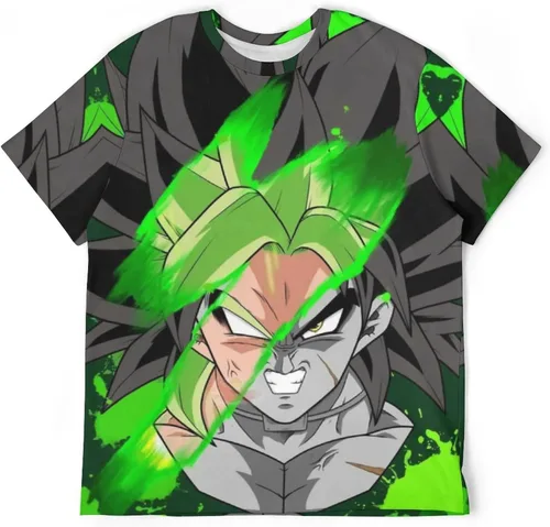 Vista 5 de Saiyajin Broly - Camisetas casuales para hombre, manga corta, unisex, cuello redondo, camisetas para jóvenes y adultos