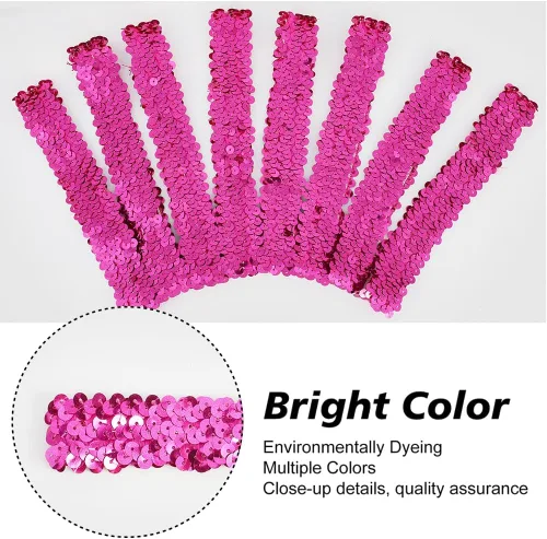 Vista 6 de GORGECRAFT 12 diademas de lentejuelas elásticas con purpurina elástica con purpurina a la moda, juego de accesorios para mujeres, deportes, bailes