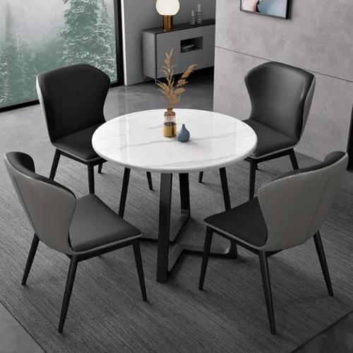 Vista 8 de YVYKFZD 5 Piece Kitchen Dining Table Set, Office Reception Room Club Table and Chair Set, Small Round Conference Table, Simple Coffee Table
