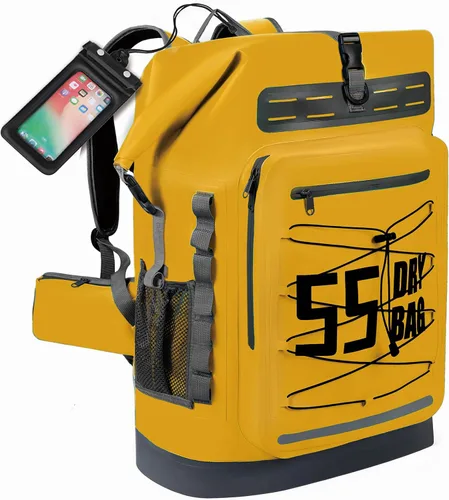 Vista 102 de MORXPLOR Bolsa seca impermeable, 5L/10L/20L/30L/40L/55L Mochila seca con funda impermeable para teléfono para natación, kayak