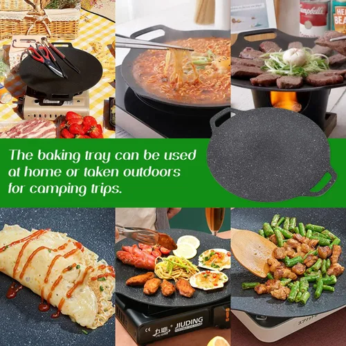 Vista 4 de Sartén coreana, placa coreana para barbacoa, parrilla circular antiadherente para estufa de exterior del hogar, sartén con revestimiento