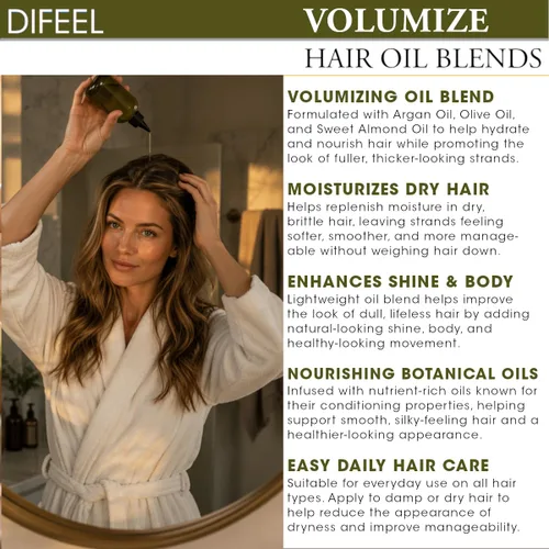 Vista 6 de Difeel 99% Natural Hair Care Solutions Volumize Hair Oil 7.1 oz (paquete de 4)