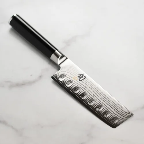 Vista 2 de Shun Cuchillo Nakiri clásico de borde hueco de 5 pulgadas