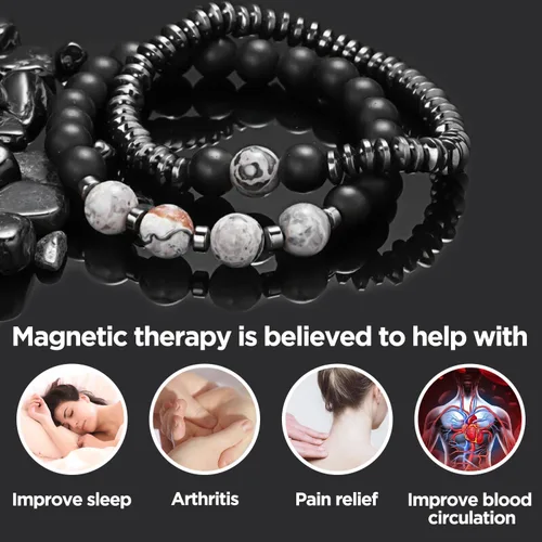 Vista 3 de Regalos para mujeres, regalos para mujeres, pulsera magnética para artritis, terapia de joyería saludable para dormir, pulsera de hematita, joyería