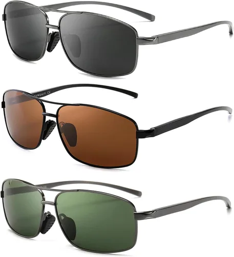 Vista 25 de SUNGAIT lentes de sol polarizados rectangulares livianos con protección 100% contra rayos UV