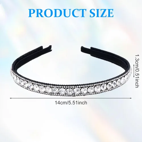 Vista 2 de HINZIC Paquete de 2 diademas de diamantes de imitación para mujer, color negro y plateado