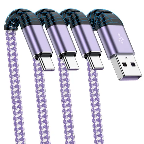 Vista 10 de Cable USB C a USB C de 240 W de nailon trenzado, carga rápida, paquete de 2 unidades de 6/10 pies USB C to C Fast Charging Cord, Type C to Type C