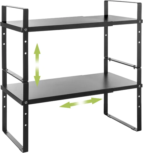 Vista 9 de Across-Star Organizador de estante de armario expandible y apilable, estantes de almacenamiento de mostrador de cocina ajustables en altura, estante