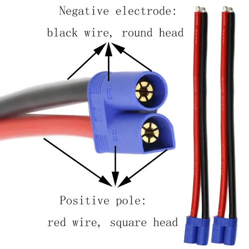 Vista 5 de EC5 Adaptador de cable macho, EC5 macho conector banana con 7.9 in 10 awg de silicona (paquete de 2 unidades)