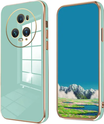 Vista 13 de Compatible con Honor Magic 5 Pro Funda de silicona rosa, chapado Honor Magic 5 Pro, funda delgada y suave a prueba de golpes (negro)