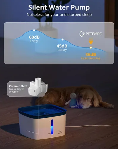 Vista 6 de Fuente de agua para gatos, fuente de agua ultra silenciosa para perros de 135 oz/4 L, diseño de vórtice de limpieza instantánea, fuente de agua