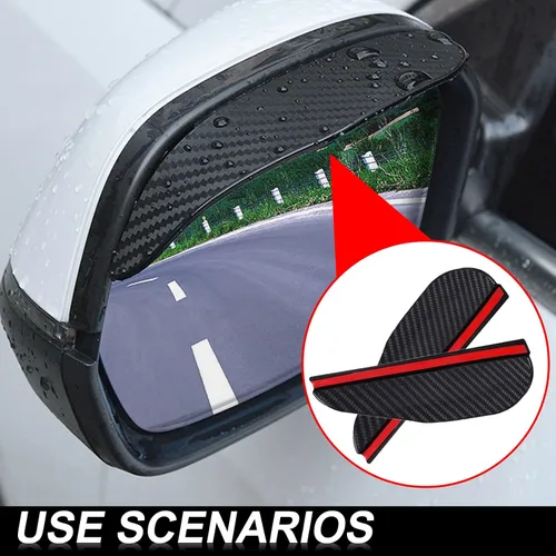 Vista 7 de 2 piezas de fibra de carbono para espejo lateral de automóvil, protector de cejas de lluvia, espejo retrovisor de automóvil, cubierta impermeable