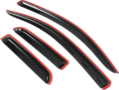 Vista 3 de IKON MOTORSPORTS - Visera de ventana compatible con Toyota Tundra de doble cabina 2007-2021, estilo delgado, acrílico, tintado, humo, lluvia