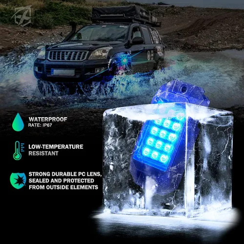 Vista 3 de Xprite - Kit de luces LED RGB bluetooth con controlador RF, luces neón multicolor intermitentes que sincronizan con la música para vehículos
